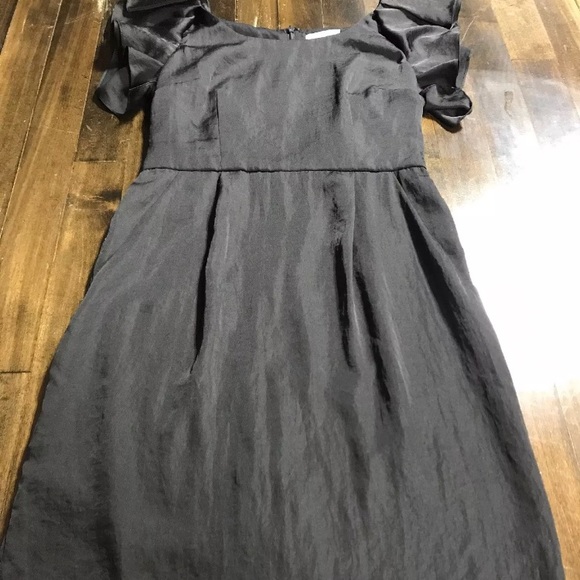 LOFT Women’s Satin Sheath Dress Flutter Sleeves - Picture 2 of 8